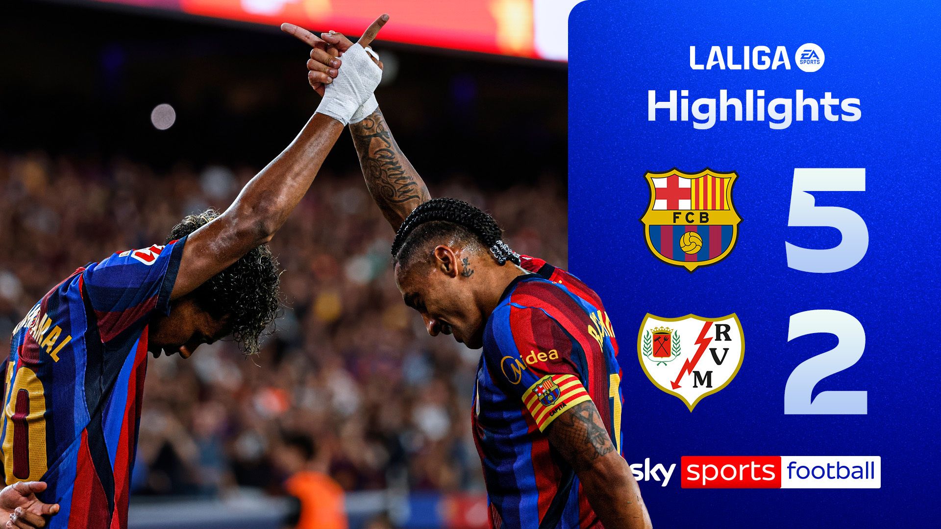 Raphinha and Yamal bag braces in dominant Barca win