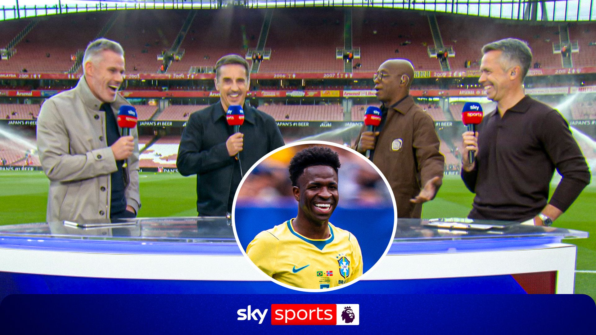 'Vini who?!' - Carra & Nev poke fun at Wright over Arsenal's failed Vini Jr swoop 