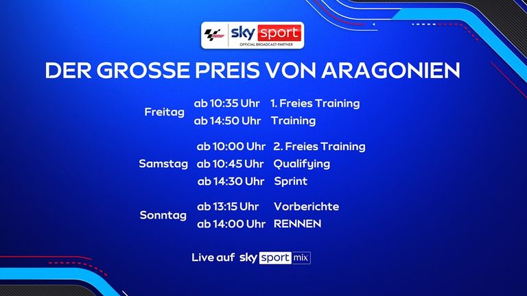 Die Übertragungszeiten der MotoGP beim Grossen Preis von Aragonien.