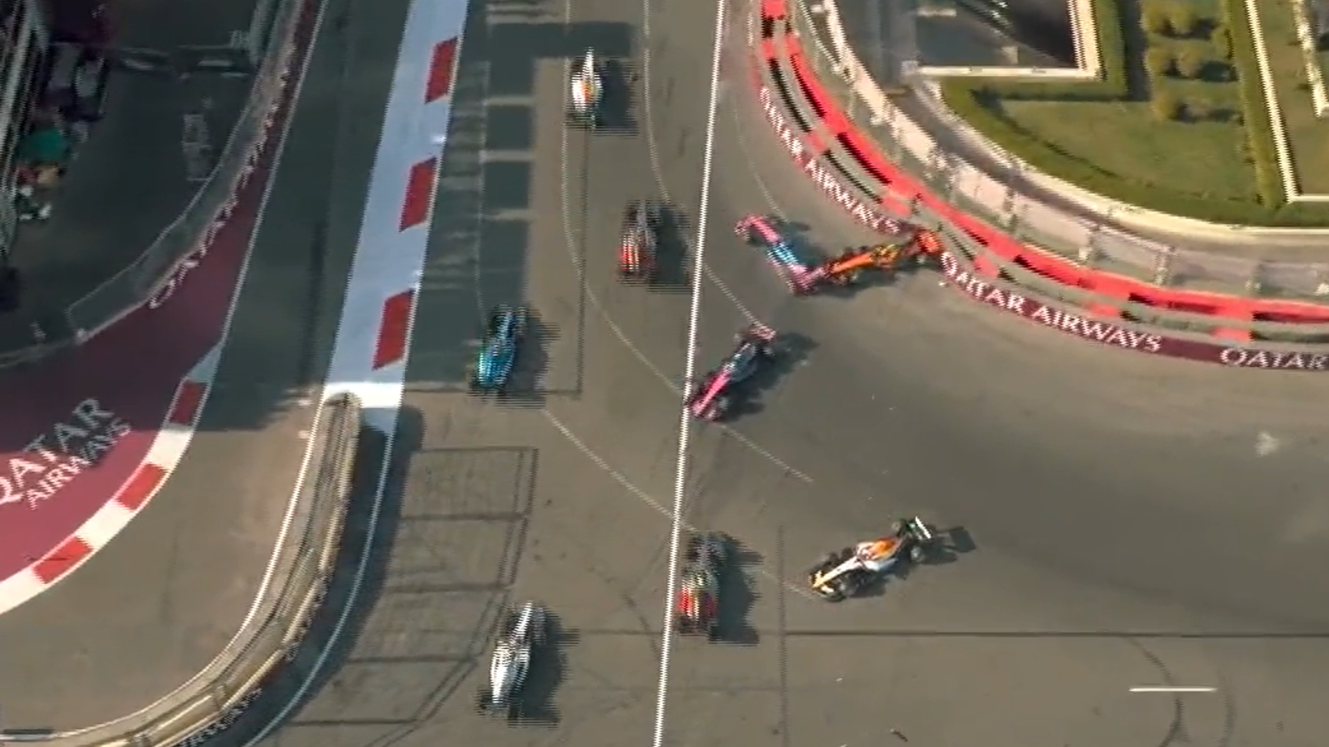 Azerbaijan GP: Russell leads Verstappen after Norris taken out in crash LIVE!
