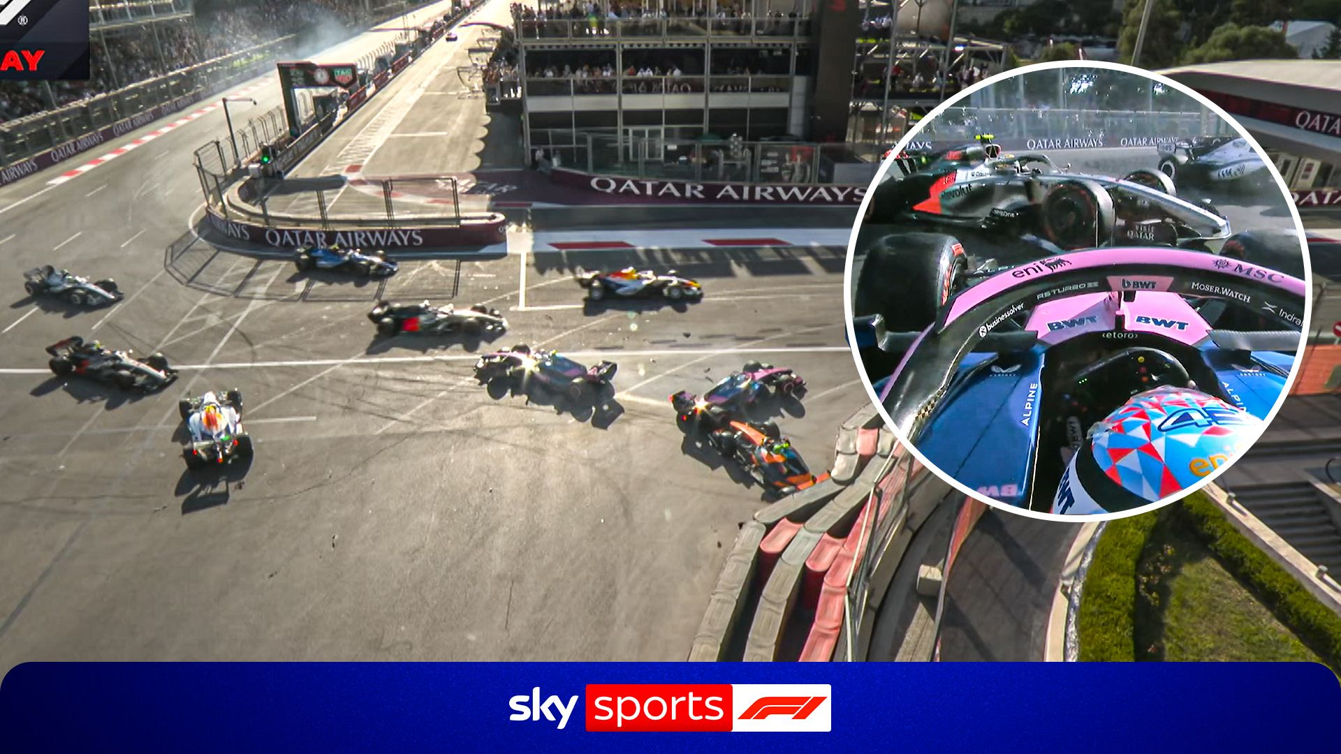 CARNAGE as Norris out of Azerbaijan GP in multi-car crash!