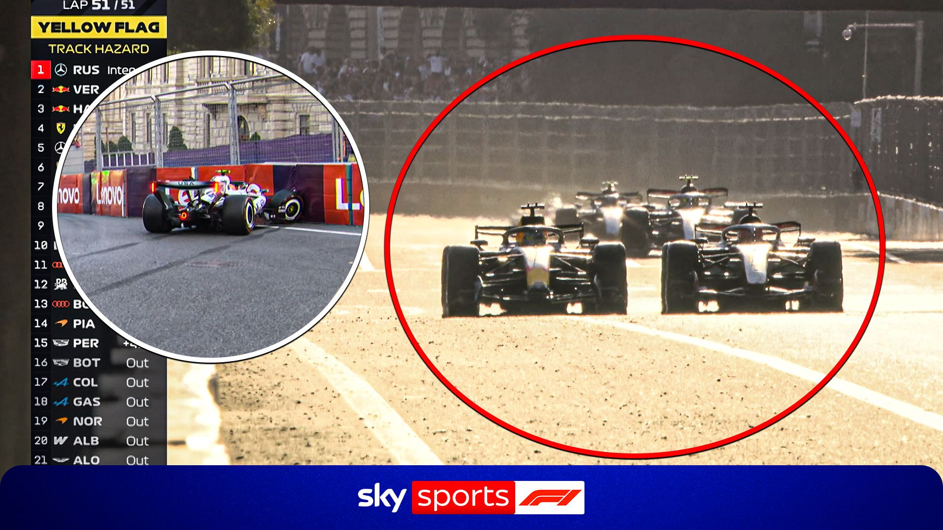 Drama in final lap as Russell JUST fends off Verstappen for win!