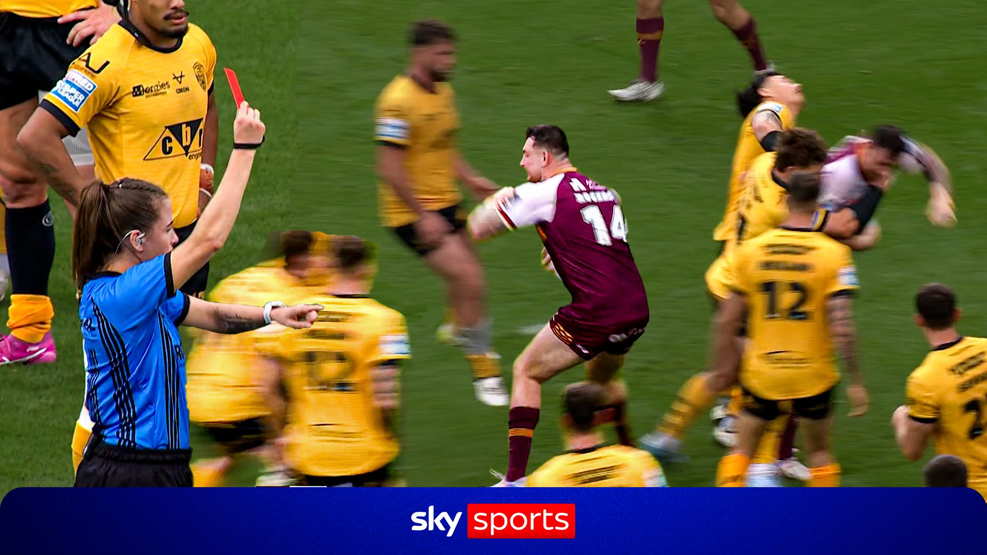 'That's DANGEROUS!' | Fenton Rogers sent off after MMA style flying elbow!