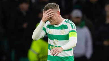 GLASGOW, SCOTLAND - SEPTEMBER 17: Celtic's Callum Mcgregor looks dejected as Ferencvaros' Kristoffer Zachariassen scores to make it 2-1 during a UEFA Europa League 2026/27 League Phase MD1 match between Celtic and Ferencvaros at Celtic Park, on Septe