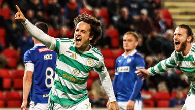 Mika Baur celebrates his first Celtic goal