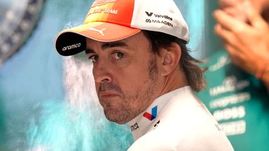 Aston Martin driver Fernando Alonso (AP Photo/Bernat Armangue)