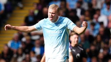 Erling Haaland shows his frustration during Man City's win veer Sunderland