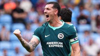 Brighton captain Lewis Dunk celebrates his goal