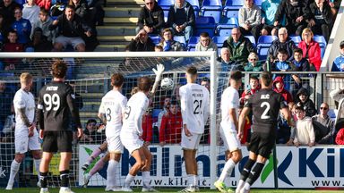 St Johnstone's Enes Alic (R) scores a free-kick to make it 1-1 against Falkirk