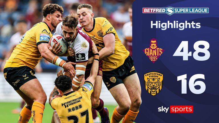 Huddersfield signed off from the Accu Stadium with a morale-boosting 48-16 win over Castleford in the Super League.