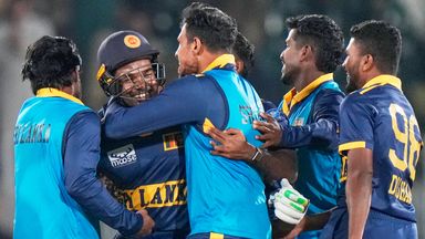 Sri Lanka's Janith Liyanage celebrates victory over England 