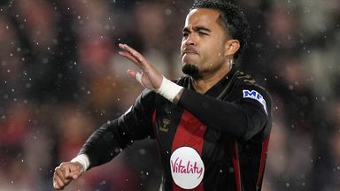 Justin Kluivert celebrates his goal for Bournemouth against AC Milan