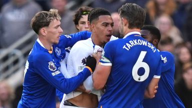 Morgan Rogers clashes with James Tarkowski