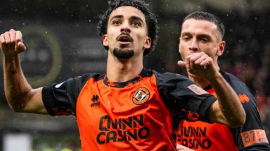 Dundee United's Zidane Iqbal celebrates scoring his first goal in Scottish football