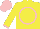 Yellow, Pink Circled Rose, Pink Cuffs on Sleeves, Pink Cap
