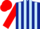 Dark Blue and Light Blue stripes, Red sleeves and cap