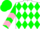 White and Green Diamonds, Green Sleeves, Pink Chevrons, Green Cap