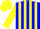 Blue and White Halves, Blue and Yellow Stripes on Sleeves, Yellow Cap