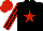 Black, Red Star, Red Stripes on Sleeves, Red Cap