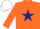 Orange, dark blue star, white cap