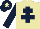 BEIGE, dark blue cross of lorraine & sleeves, dark blue cap, beige star