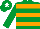 EMERALD GREEN & ORANGE HOOPED, Emerald Green cap, white star