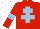 Red, Light Blue Cross of Lorraine and armlets, White cap
