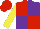 Red and Purple (quartered), Yellow sleeves, Red cap