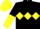 Black, Yellow triple diamond, halved sleeves, Yellow cap