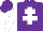 Purple body, white cross of lorraine, white arms, purple cap