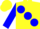 Yellow, large Blue spots, Blue Sleeves, Yellow Cap