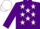 Purple body, white stars, purple arms, white cap