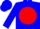Blue, red disc, blue cap