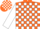 Orange, white blocks on sleeves