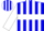 Blue, white hoop, white stripes on sleeves