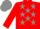 Red body, grey stars, red arms, grey cap