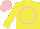 Yellow, pink circle and rose, pink cap