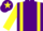 Purple, yellow braces, sleeves and star on cap