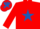 Red, Royal Blue star on body and cap, Red sleeves, Royal Blue stars