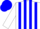 White, blue stripes with 'g' , blue cap