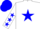 White body, blue star, white arms, blue stars, blue cap