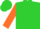 Lime, orange circled 'a', orange sleeves