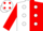 White & red halves, white dots on red slvs