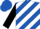 Royal blue and white diagonal stripes, black sleeves