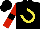 Black, yellow  horseshoe, black armlet on red sleeves