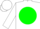 White, green ball, white cap