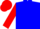blue, red sleeves, red cap