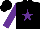 Black, purple star, purple sleeves, black cap