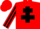 Red, black cross of lorraine, striped sleeves