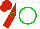 White, Green Circle, Red Sleeves, Green Circle, Red Cap